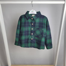 Load image into Gallery viewer, Boys Green and Navy Plaid Shirt
