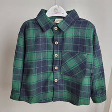 Load image into Gallery viewer, Boys Green and Navy Plaid Shirt
