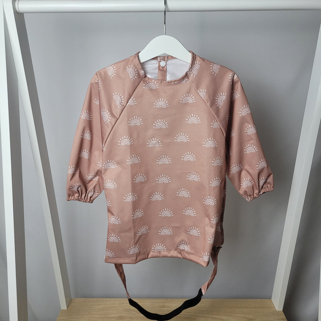 Tan Rainbow Print Coverall Bib
