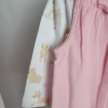 Load image into Gallery viewer, Pink Bunny Dunagree Romper Set
