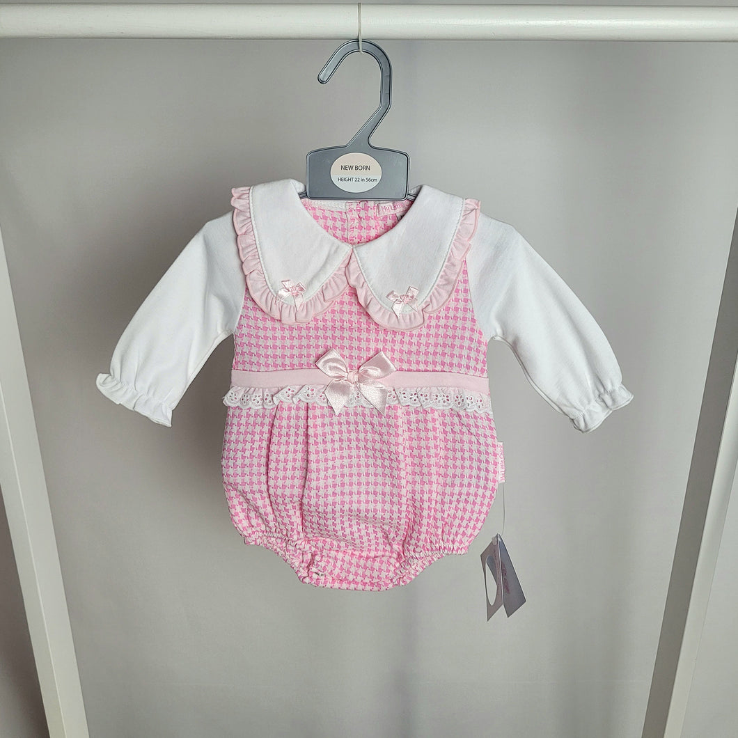 Baby Girls Pink Dogtooth Romper