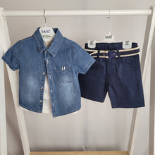Load image into Gallery viewer, Boys Denim Shirt, T-shirt and Short Set
