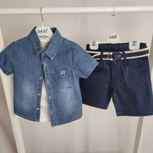 Load image into Gallery viewer, Boys Denim Shirt, T-shirt and Short Set
