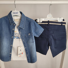 Load image into Gallery viewer, Boys Denim Shirt, T-shirt and Short Set
