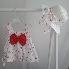 Load image into Gallery viewer, Baby Girls Cherry Dress with Sun Hat
