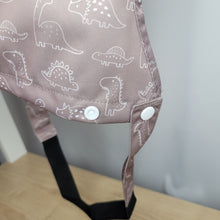 Load image into Gallery viewer, Taupe Dino Coverall Bib
