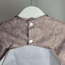 Load image into Gallery viewer, Taupe Dino Coverall Bib
