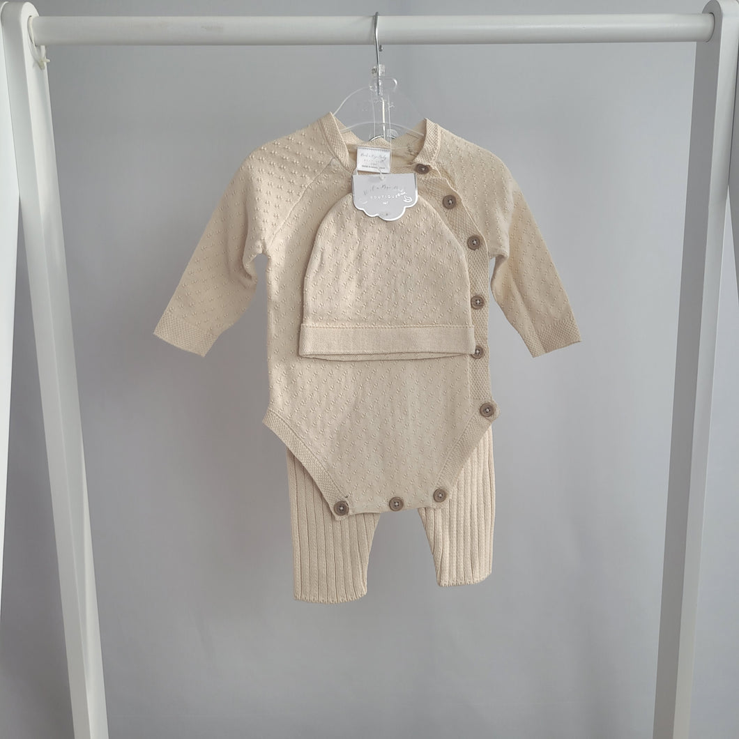 Baby Beige True Knit 3 Piece Outfit
