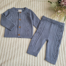 Load image into Gallery viewer, Baby Boys Slate Blue Knitted Set
