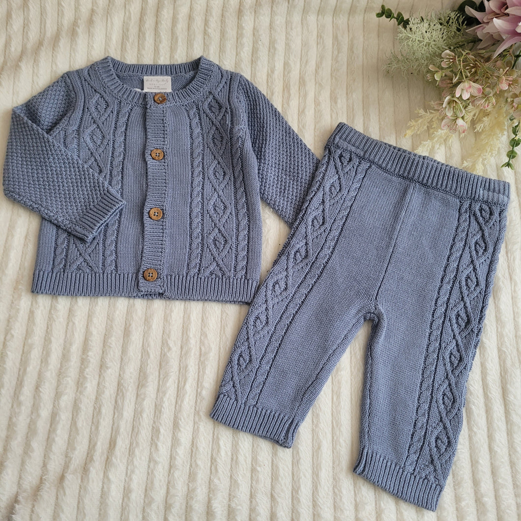 Baby Boys Slate Blue Knitted Set