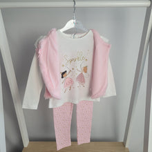 Load image into Gallery viewer, Girls Pink Faux Fur Gilet, Top &amp; Legging Set
