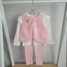 Load image into Gallery viewer, Girls Pink Faux Fur Gilet, Top &amp; Legging Set
