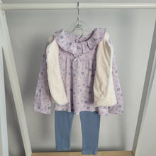 Load image into Gallery viewer, Baby Girls Pink Faux Fur Gilet, Lilac Top &amp; Legging Set
