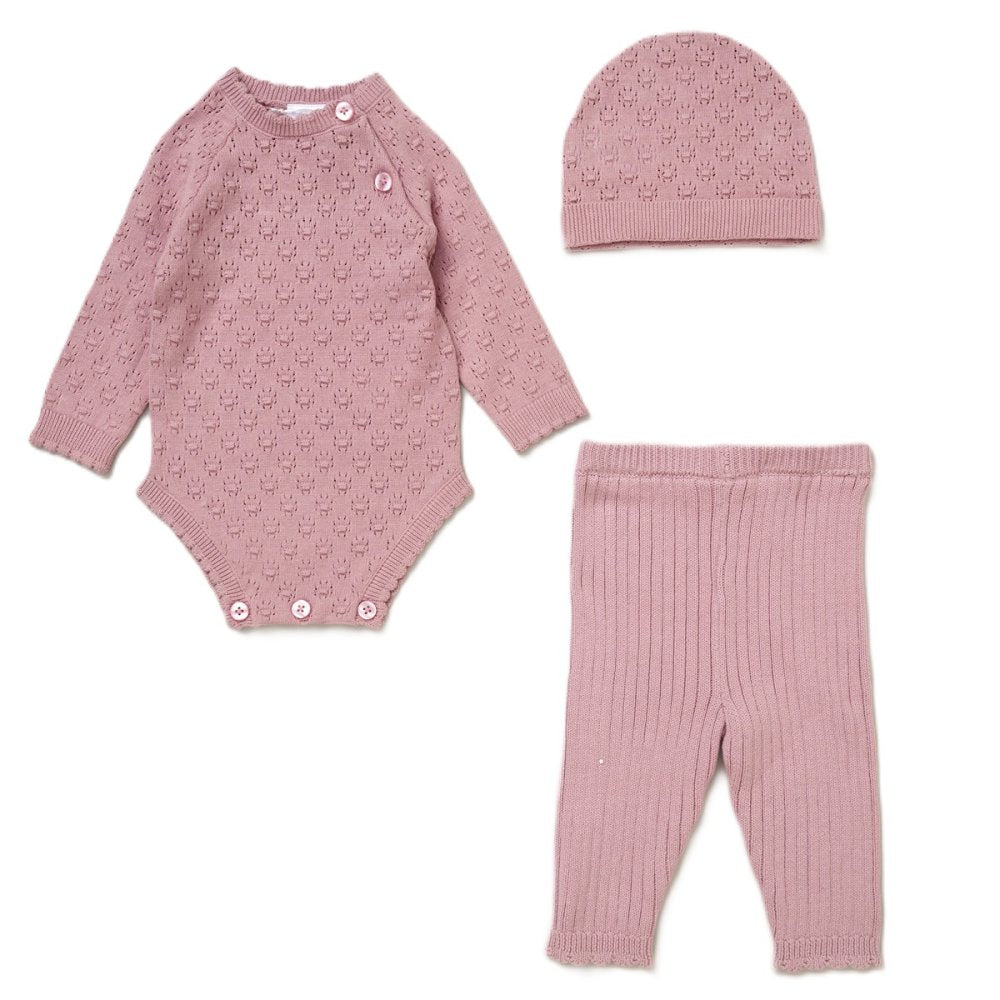 Baby Pink True Knit 3 Piece Outfit