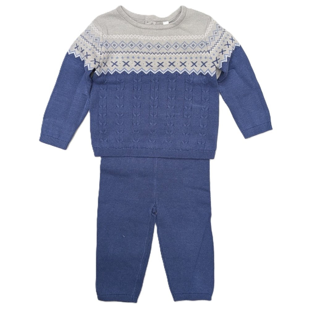 Baby Boys Navy/Grey Knitted 2 Piece Outfit