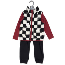 Load image into Gallery viewer, Boys Checkerboard Gilet, Bodysuit &amp; Jog Pant Outfit
