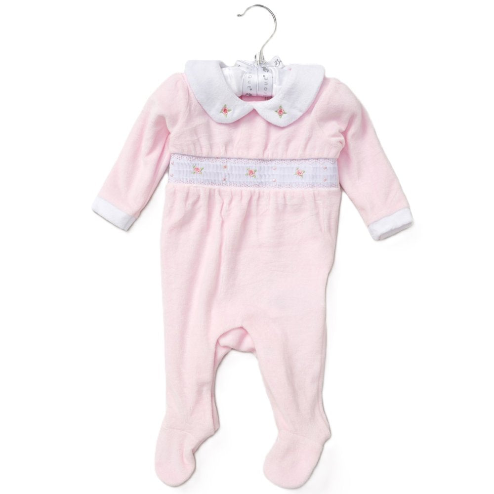 Baby Girls Smoked Velour All In One