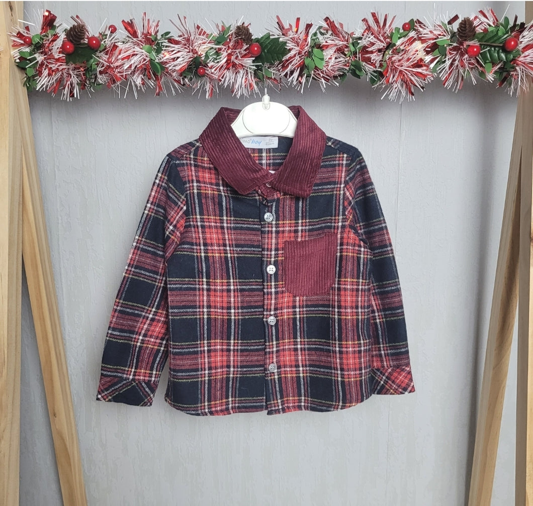 Boys Red Plaid Flannel Shirt