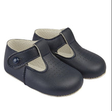 Load image into Gallery viewer, Baypods baby boys soft sole t bar style shoes in navy
