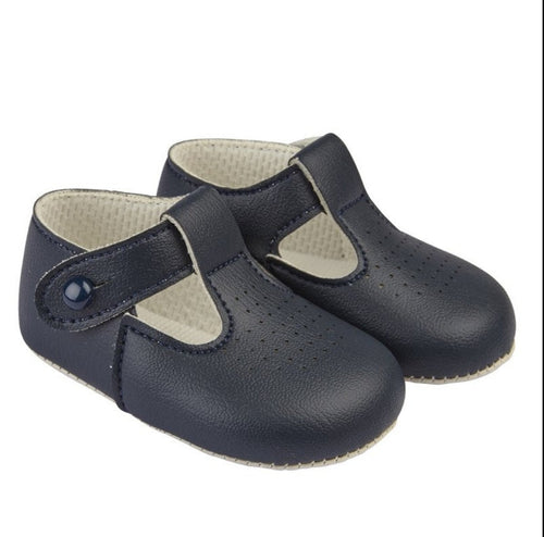 Baypods baby boys soft sole t bar style shoes in navy