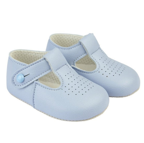 Baypods baby boys soft sole t bar style shoes in sky blue