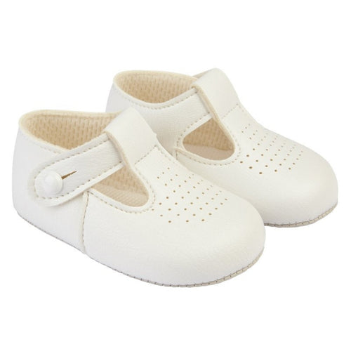 Baypods boys t bar soft sole shoes for pre walker in white