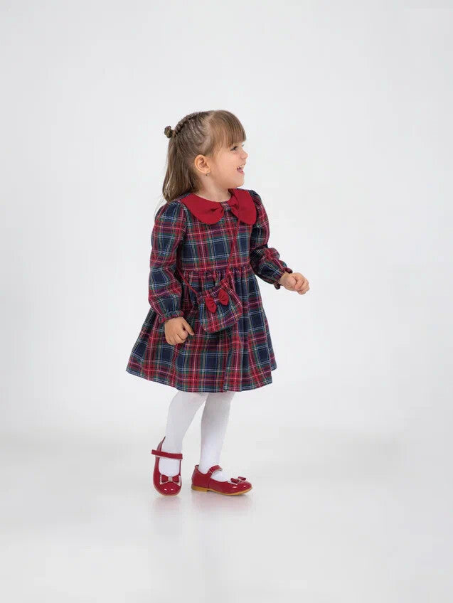 Girls Tartan Dress with Bag