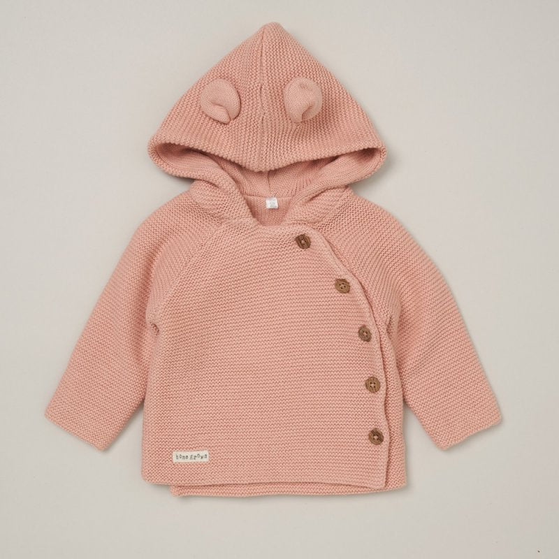 Organic Double Knit Cardigan- Pink