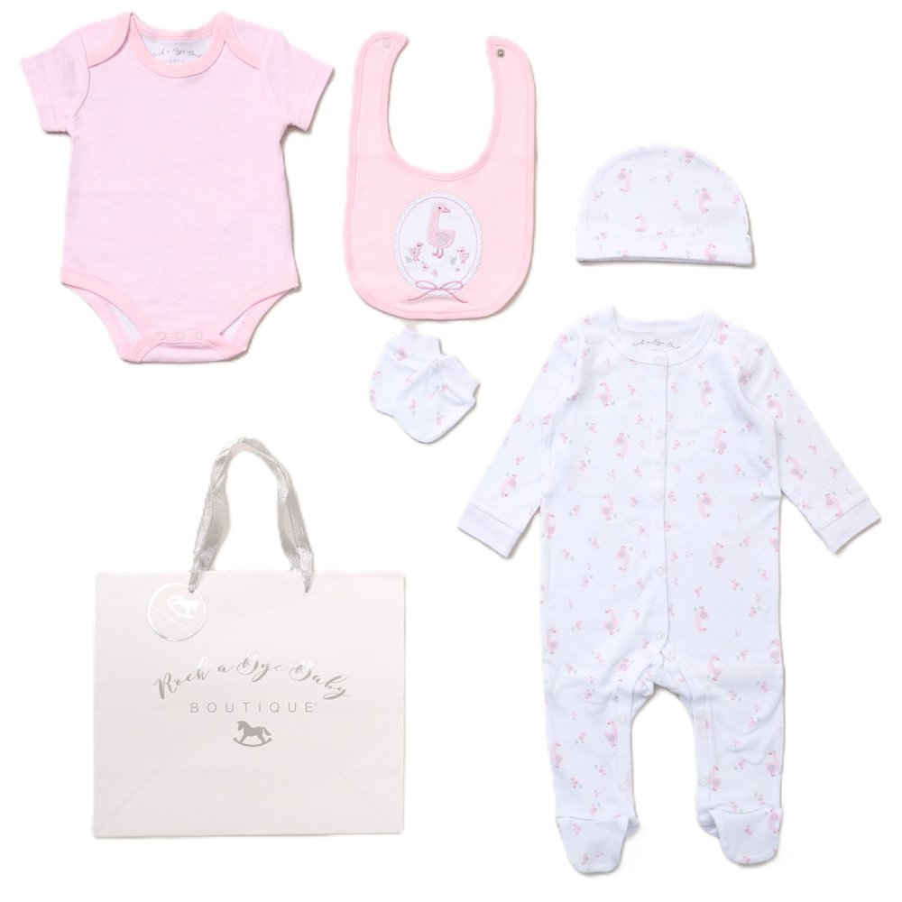 Baby Girls Birds 6 Piece Mesh Bag Gift Set