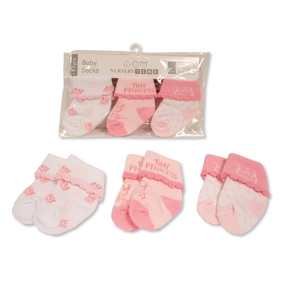 Baby Girls 3 Pack Socks- Princess