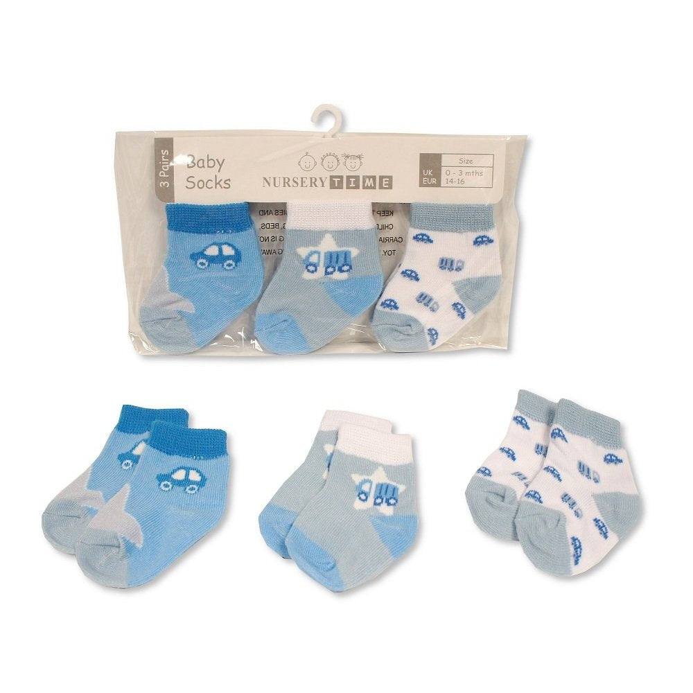 Baby Boys 3 Pack Socks- Transport