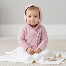 Load image into Gallery viewer, Baby Girls Double Knit Hooded Wrap Cardigan
