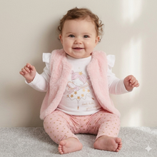Load image into Gallery viewer, Baby Girls Faux Fur Gilet, Top &amp; Legging Outfit
