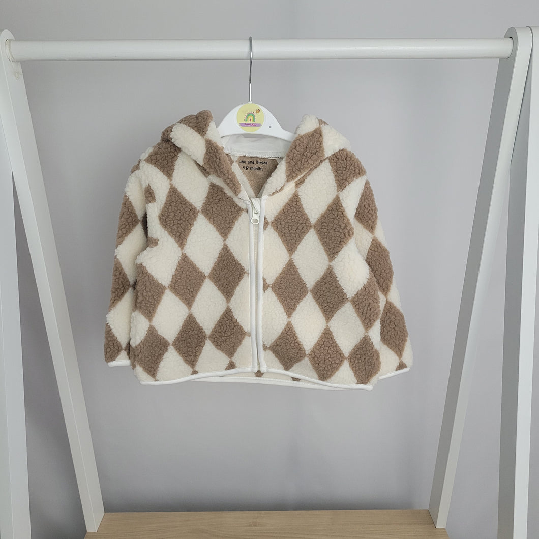 Harlequin Beige and Cream Zip Up Fleece