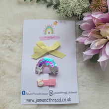 Load image into Gallery viewer, Fringe Clip Trio-Yellow Ribbon
