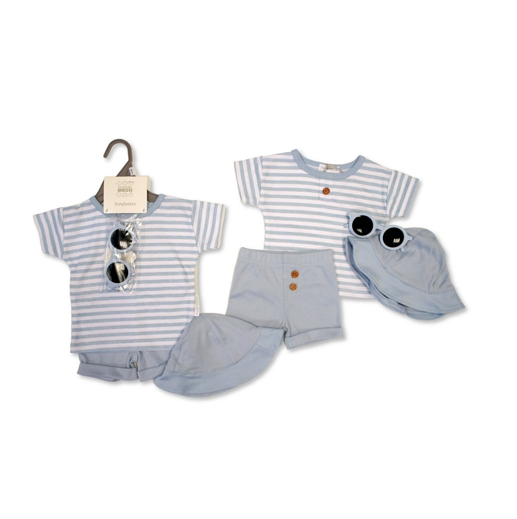 Baby Boys Blue Stripe Shorts Set