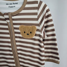 Load image into Gallery viewer, Zip Up Stripe Teddy Onesie
