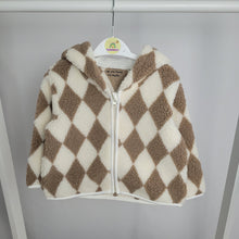 Load image into Gallery viewer, Harlequin Beige and Cream Zip Up Fleece
