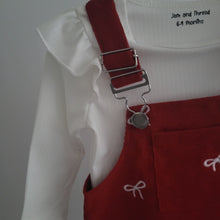 Load image into Gallery viewer, Red Bow Pinafore Dress Set
