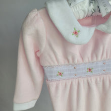 Load image into Gallery viewer, Baby Girls Smoked Velour All In One
