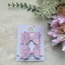 Load image into Gallery viewer, Small Dolly Bow Duo-Lilac Hearts
