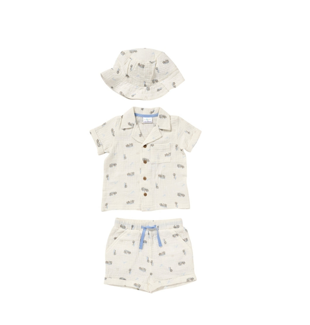 Baby Boys Cream Muslin 3 Piece Set