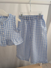Load image into Gallery viewer, Girls Blue Gingham Two Piece Set
