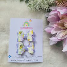 Load image into Gallery viewer, Mini Dolly Duo Hair Bow-Yellow &amp; Lilac Butterflies
