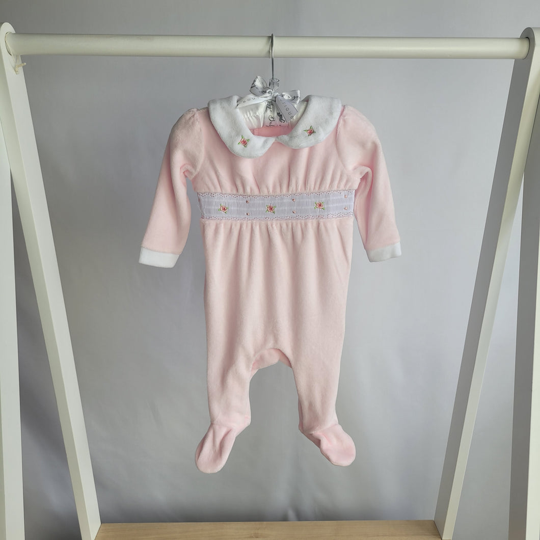 Baby Girls Smoked Velour All In One
