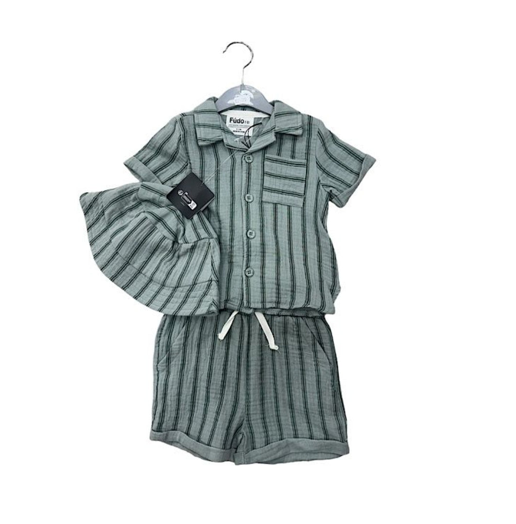 Baby Boys Green Pinstripe Short Set