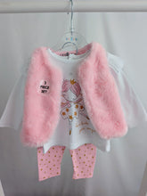 Load image into Gallery viewer, Baby Girls Faux Fur Gilet, Top &amp; Legging Outfit

