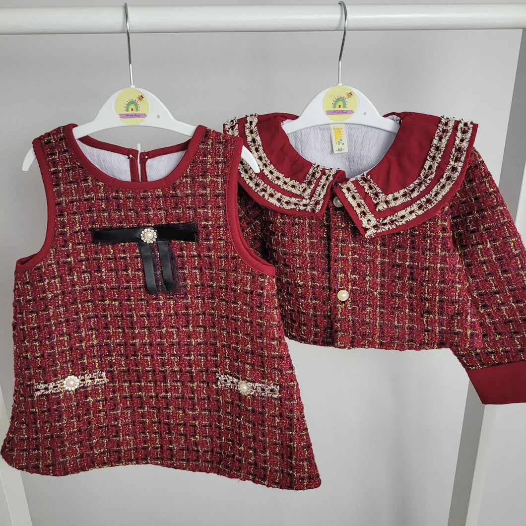 Red Tweed Dress and Jacket Set