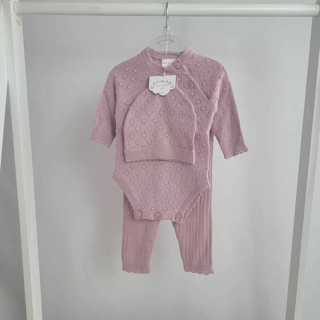 Baby Pink True Knit 3 Piece Outfit