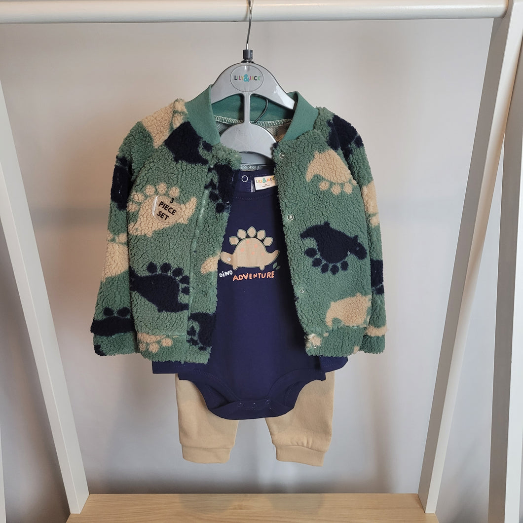 Baby Boys Sherpa Jacket, Bodysuit & Jog Pant Outfit